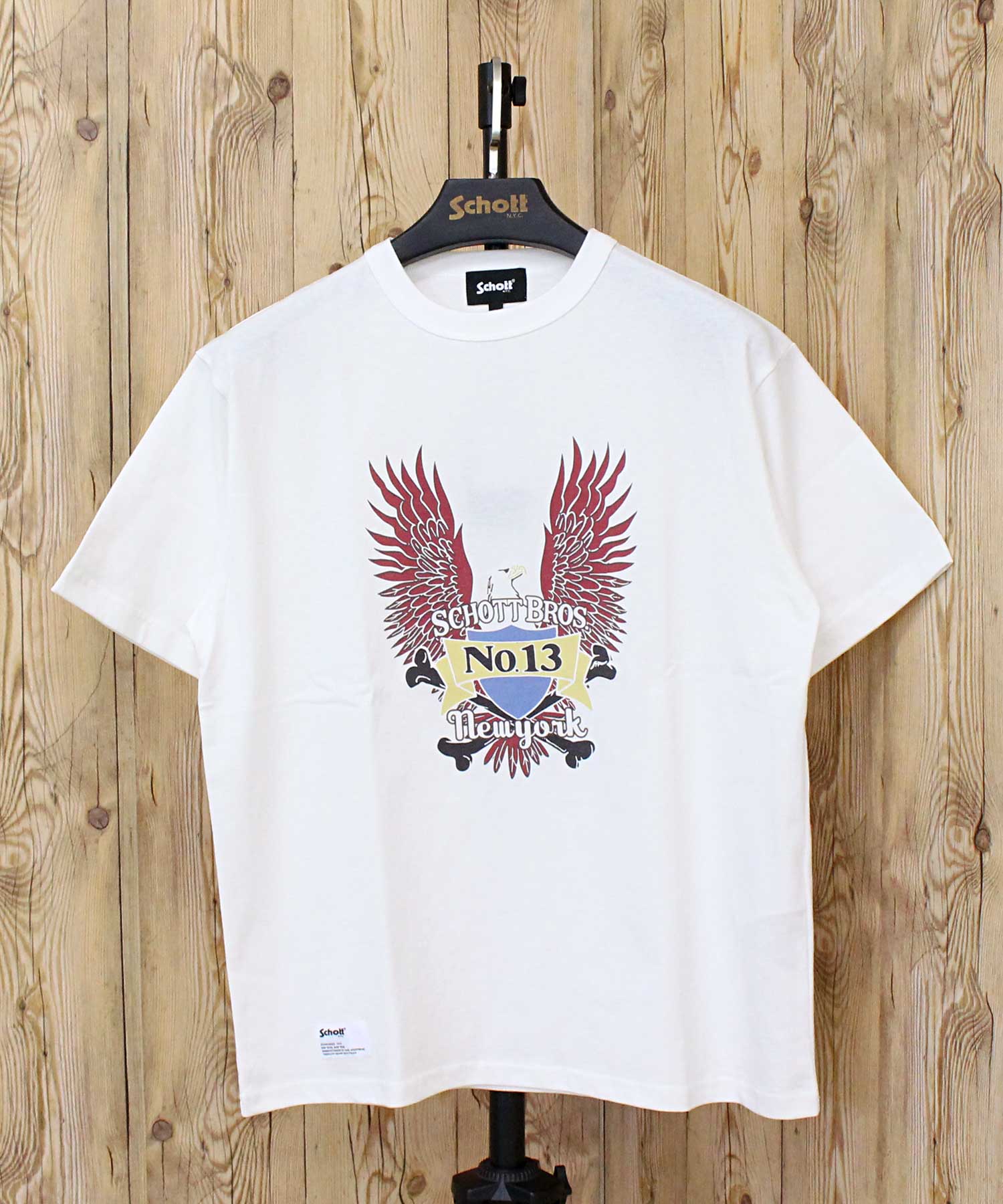 ショット Schott T-SHIRT EAGLE イーグル 半袖 Tシャツ 綿100％ コットン トップス メンズ 人気 ブランド （2-ホワイト） 2-ホワイト