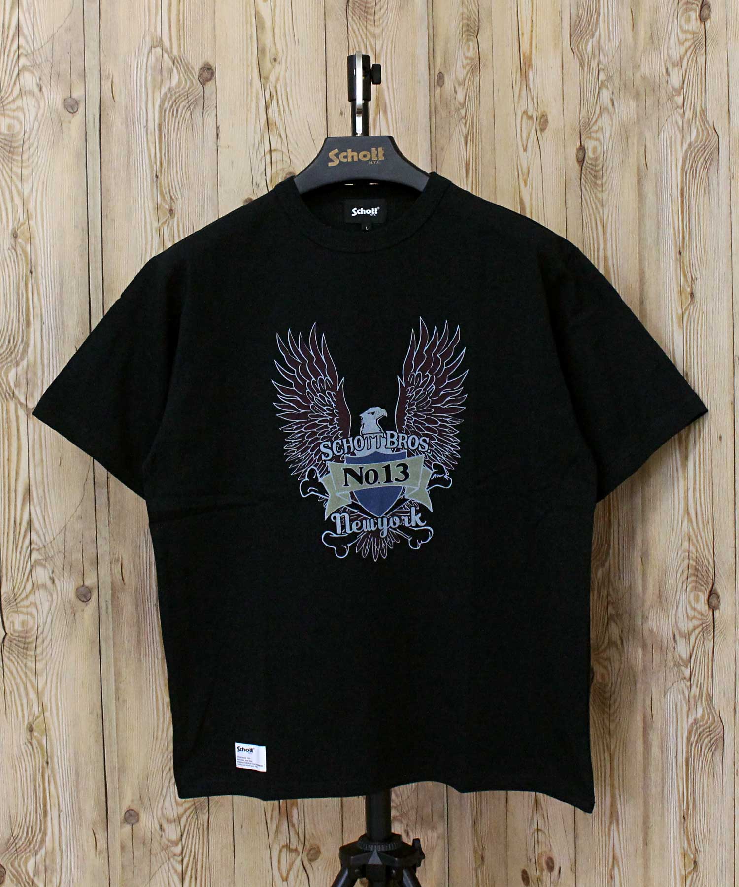 ショット Schott T-SHIRT EAGLE イーグル 半袖 Tシャツ 綿100％ コットン トップス メンズ 人気 ブランド （1-ブラック） 1-ブラック