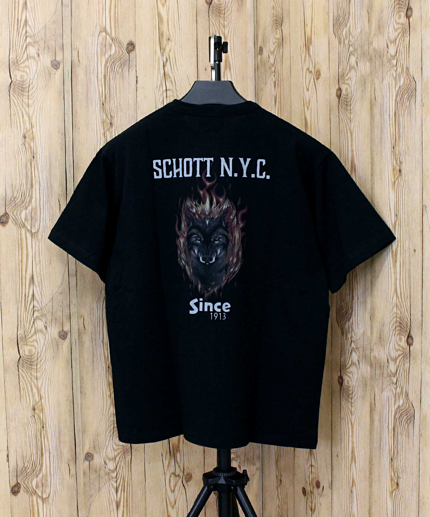 ショット Schott T-SHIRT FIREWOLF ファイアウルフ プリント 半袖 Tシャツ 綿100％ コットン トップス メンズ 人気 ブランド 春 夏 （2-ホワイト） 2-ホワイト
