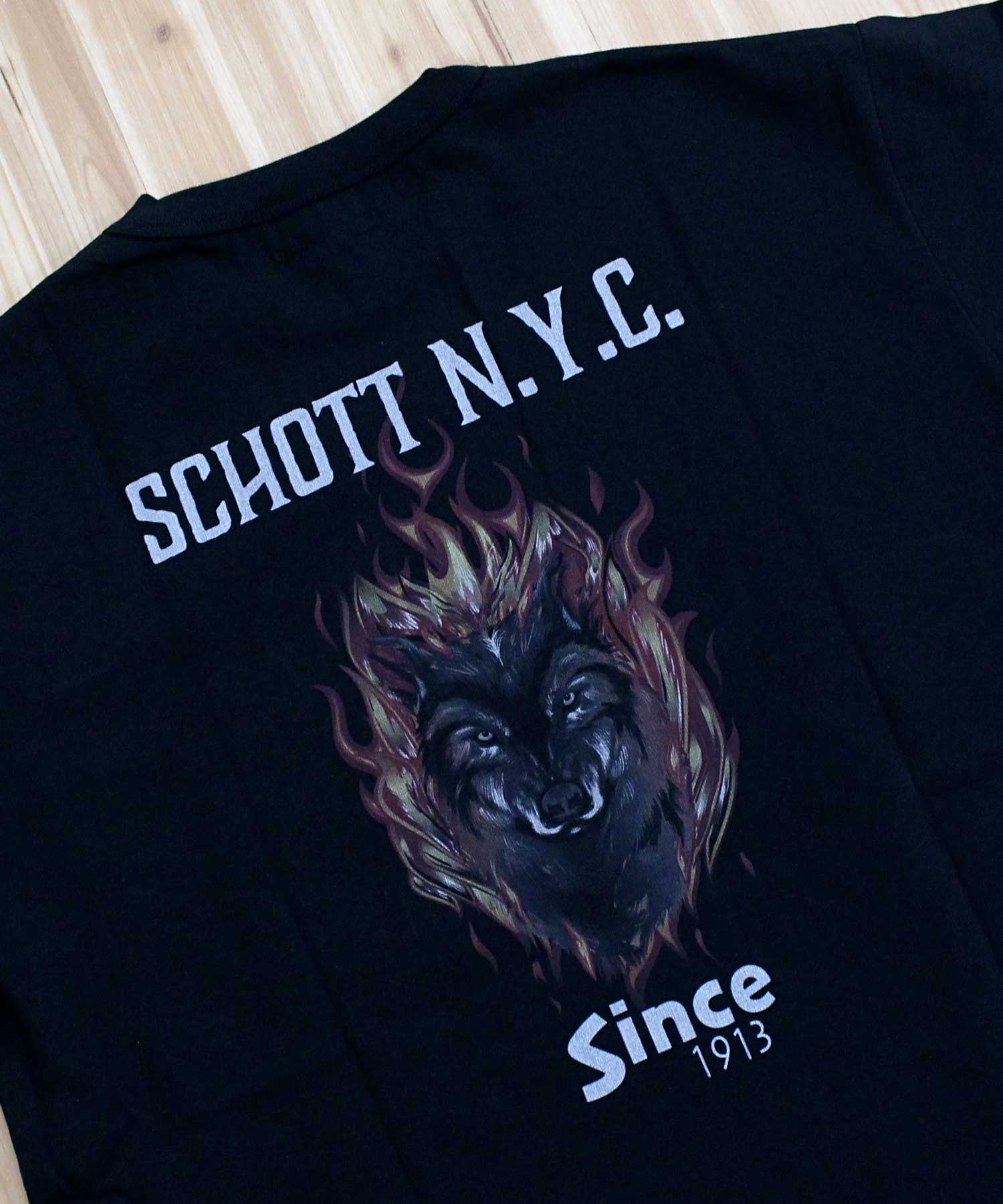ショット Schott T-SHIRT FIREWOLF ファイアウルフ プリント 半袖 Tシャツ 綿100％ コットン トップス メンズ 人気 ブランド 春 夏 （2-ホワイト） 2-ホワイト