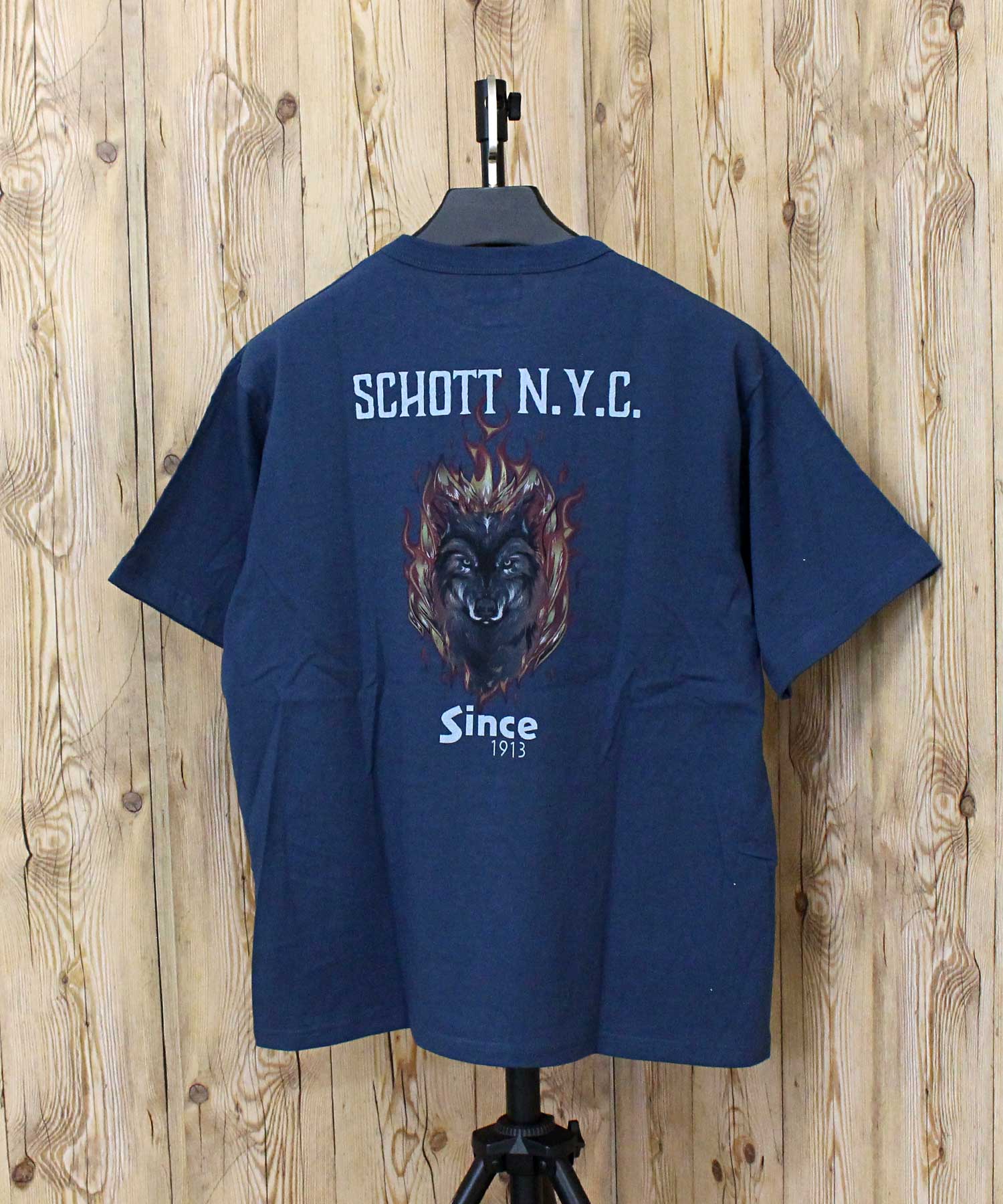 ショット Schott T-SHIRT FIREWOLF ファイアウルフ プリント 半袖 Tシャツ 綿100％ コットン トップス メンズ 人気 ブランド 春 夏 （2-ホワイト） 2-ホワイト