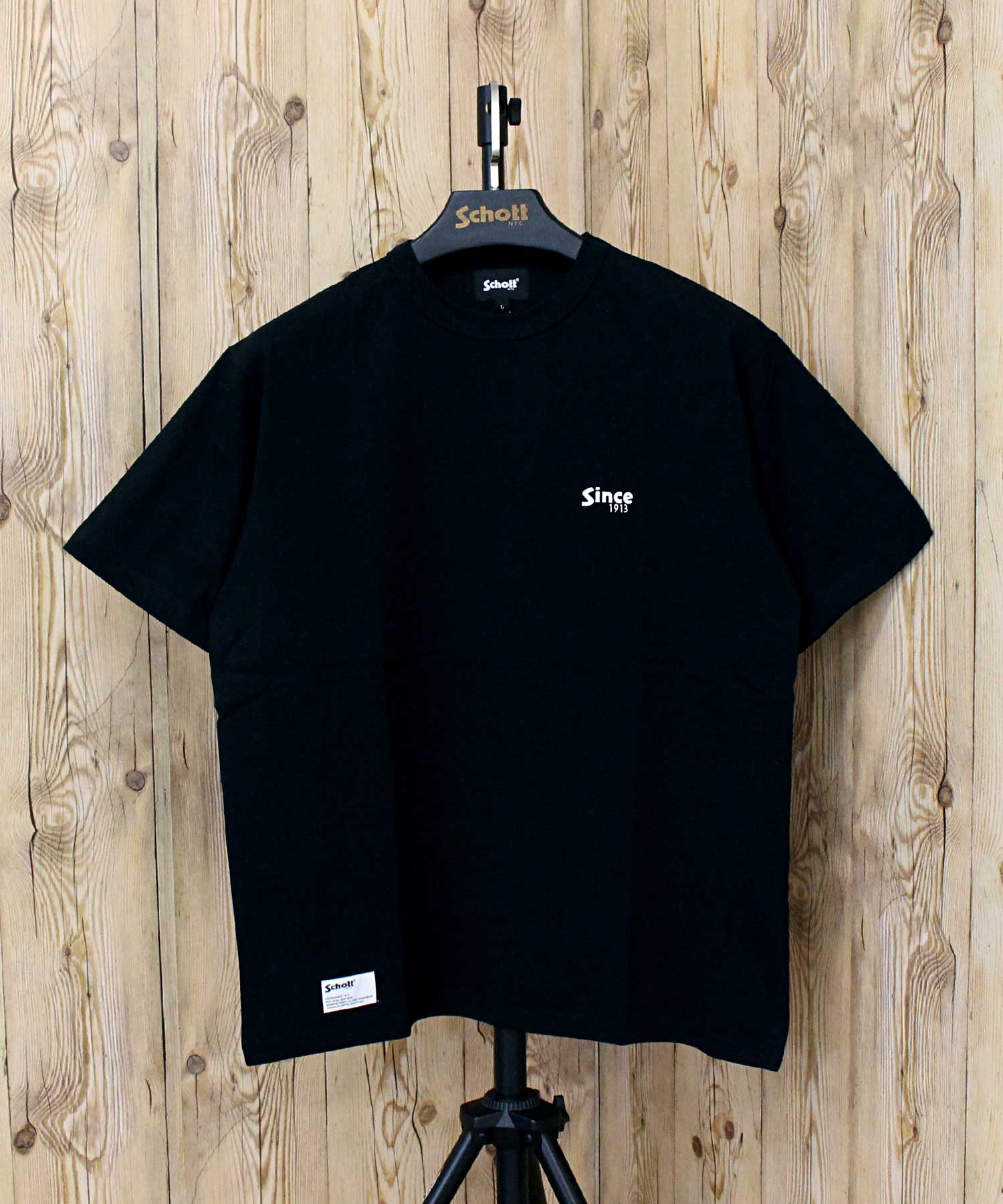 ショット Schott T-SHIRT FIREWOLF ファイアウルフ プリント 半袖 Tシャツ 綿100％ コットン トップス メンズ 人気 ブランド 春 夏 （1-ブラック） 1-ブラック