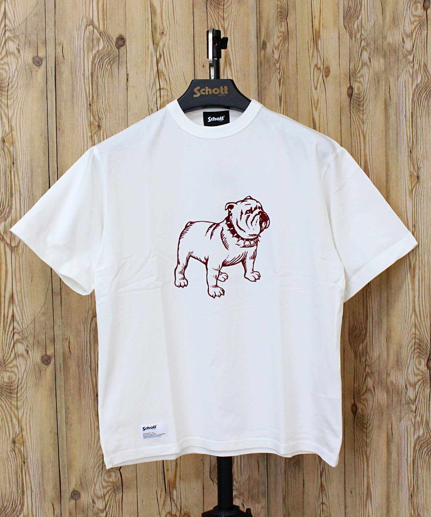 ショット Schott PIGMENT T-SHIRT FLOCKY BULLDOG ピグメント加工 フロッキーブルドッグ 半袖 Tシャツ 綿100％ コットン トップス メンズ 人気 ブランド 春 夏 （1-ブラック） 1-ブラック