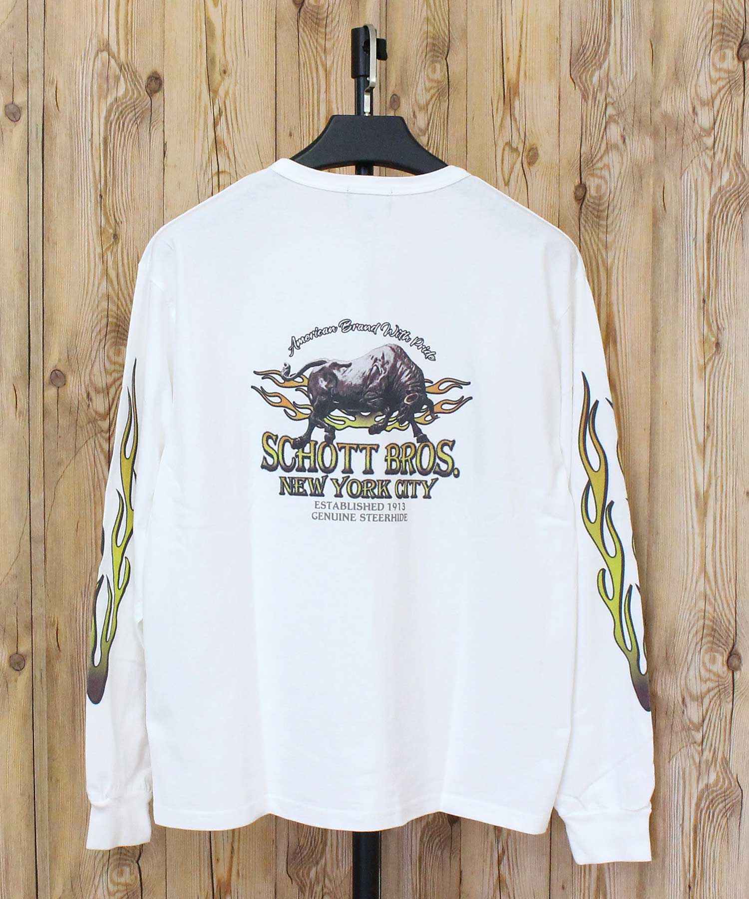 Schott FIRE PATTERN HENLEY LS T-SHIRT Fire Pattern Henley Neck Printed