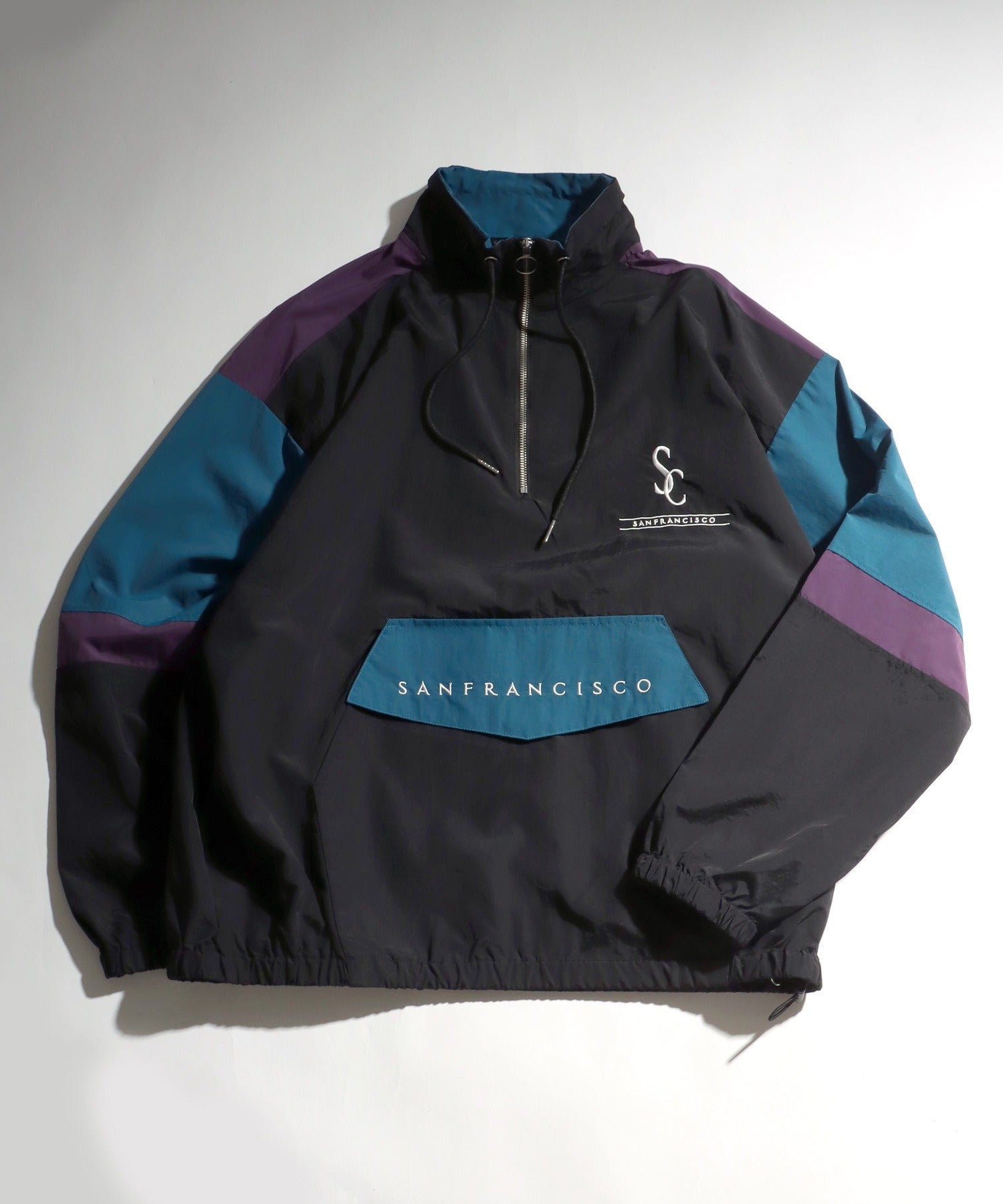 Salong hameu 【Salong hameu】 Nylon Anorak Jacket / Half-Zip Stand Neck Pullover / Light Outerwear Men's Women's Retro