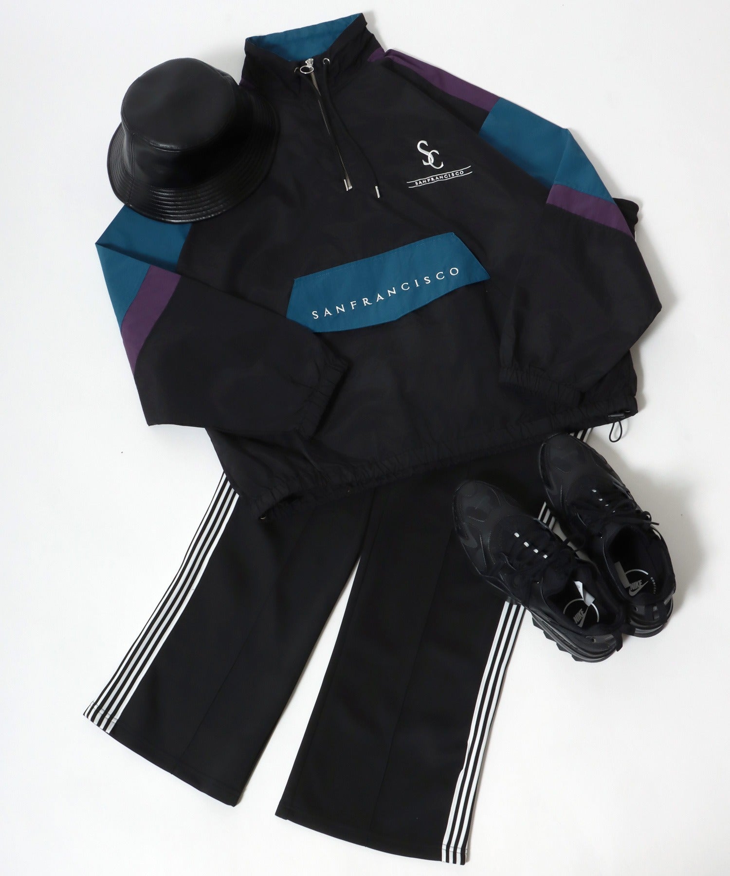 Salong hameu 【Salong hameu】 Nylon Anorak Jacket / Half-Zip Stand Neck Pullover / Light Outerwear Men's Women's Retro
