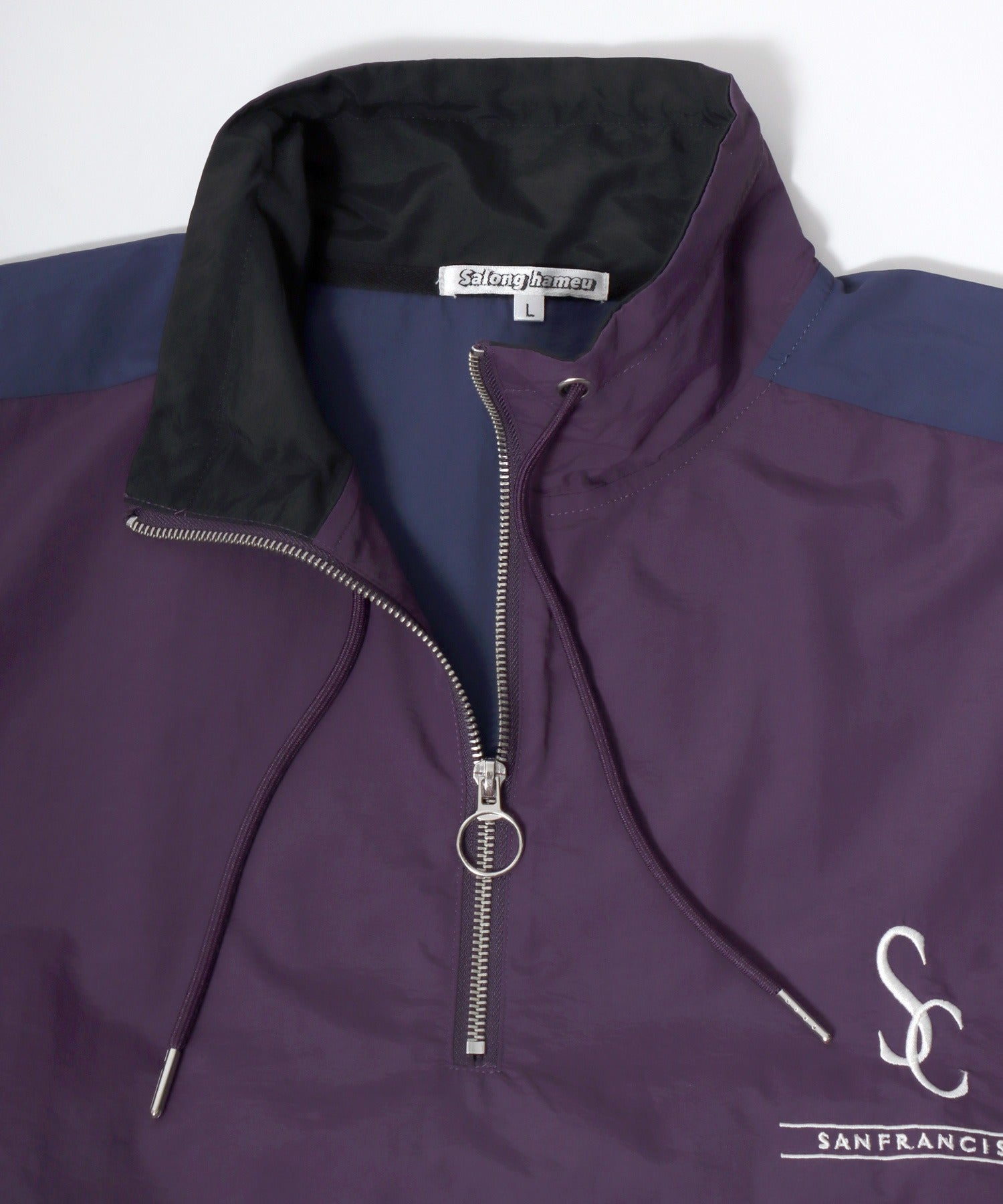 Salong hameu 【Salong hameu】 Nylon Anorak Jacket / Half-Zip Stand Neck Pullover / Light Outerwear Men's Women's Retro
