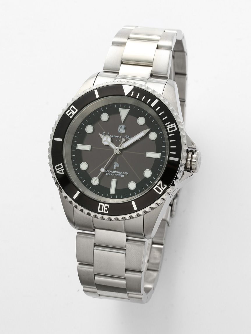 サルバトーレマーラ Salvatore Marra ダイバーズデザイン電波ソーラーウォッチ （シルバー×ブラック） シルバー×ブラック