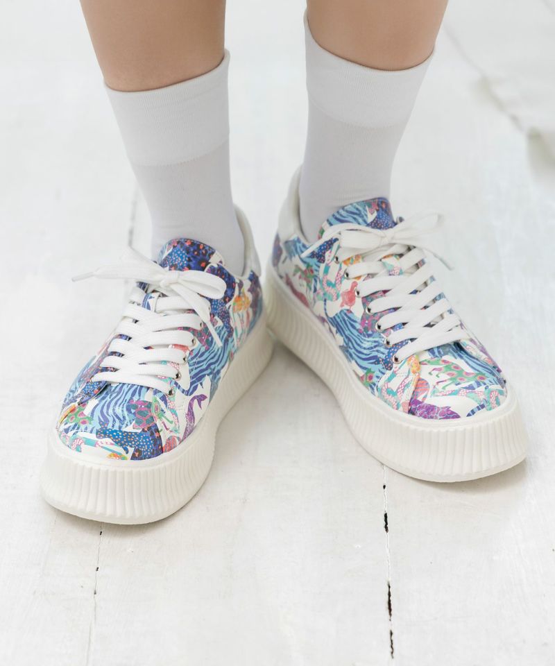 スカラー ScoLar アニマル総柄厚底スニーカー （オフホワイト） オフホワイト