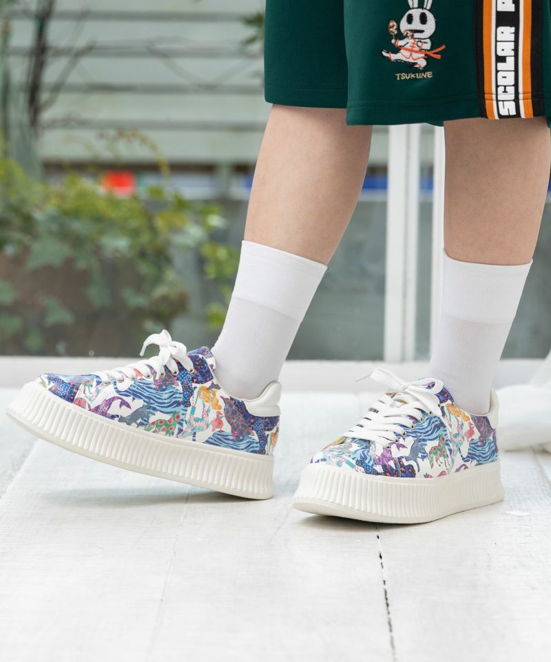 スカラー ScoLar アニマル総柄厚底スニーカー （オフホワイト） オフホワイト