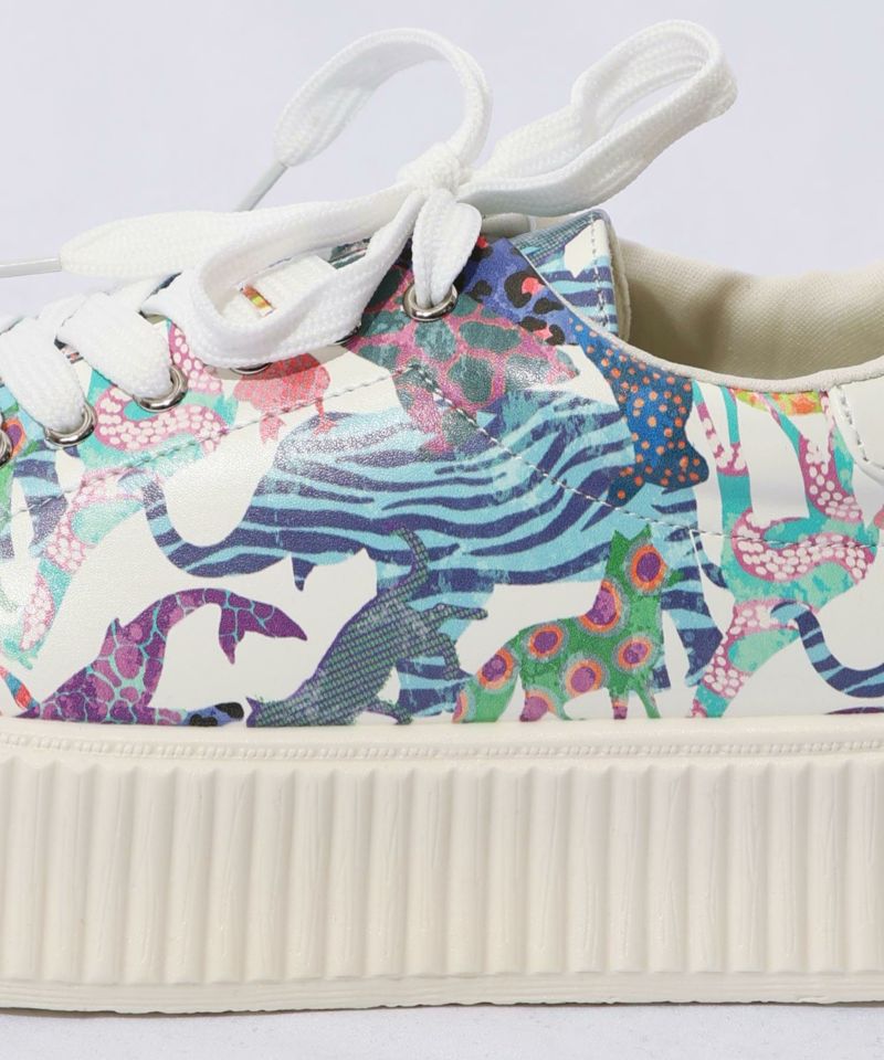 スカラー ScoLar アニマル総柄厚底スニーカー （オフホワイト） オフホワイト