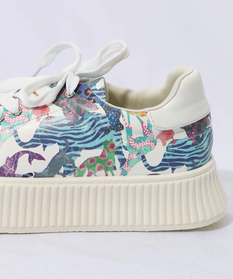 スカラー ScoLar アニマル総柄厚底スニーカー （オフホワイト） オフホワイト