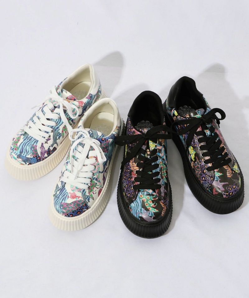 スカラー ScoLar アニマル総柄厚底スニーカー （オフホワイト） オフホワイト