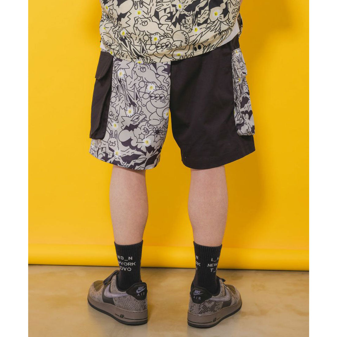 スカラー ScoLar パリティのモンスター柄 切替ハーフパンツ （ベージュ） ベージュ