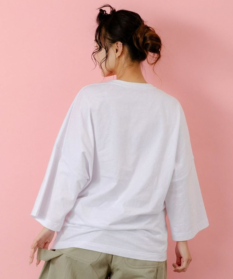 スカラー ScoLar にゃんもろこしプリント 8分袖Tシャツ （オフホワイト） オフホワイト