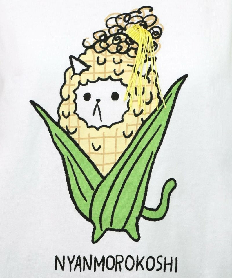 スカラー ScoLar にゃんもろこしプリント 8分袖Tシャツ （オフホワイト） オフホワイト