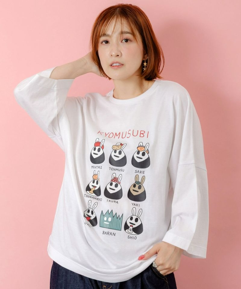 スカラー ScoLar ウサギのきょむすび柄Tシャツ （杢グレー） 杢グレー