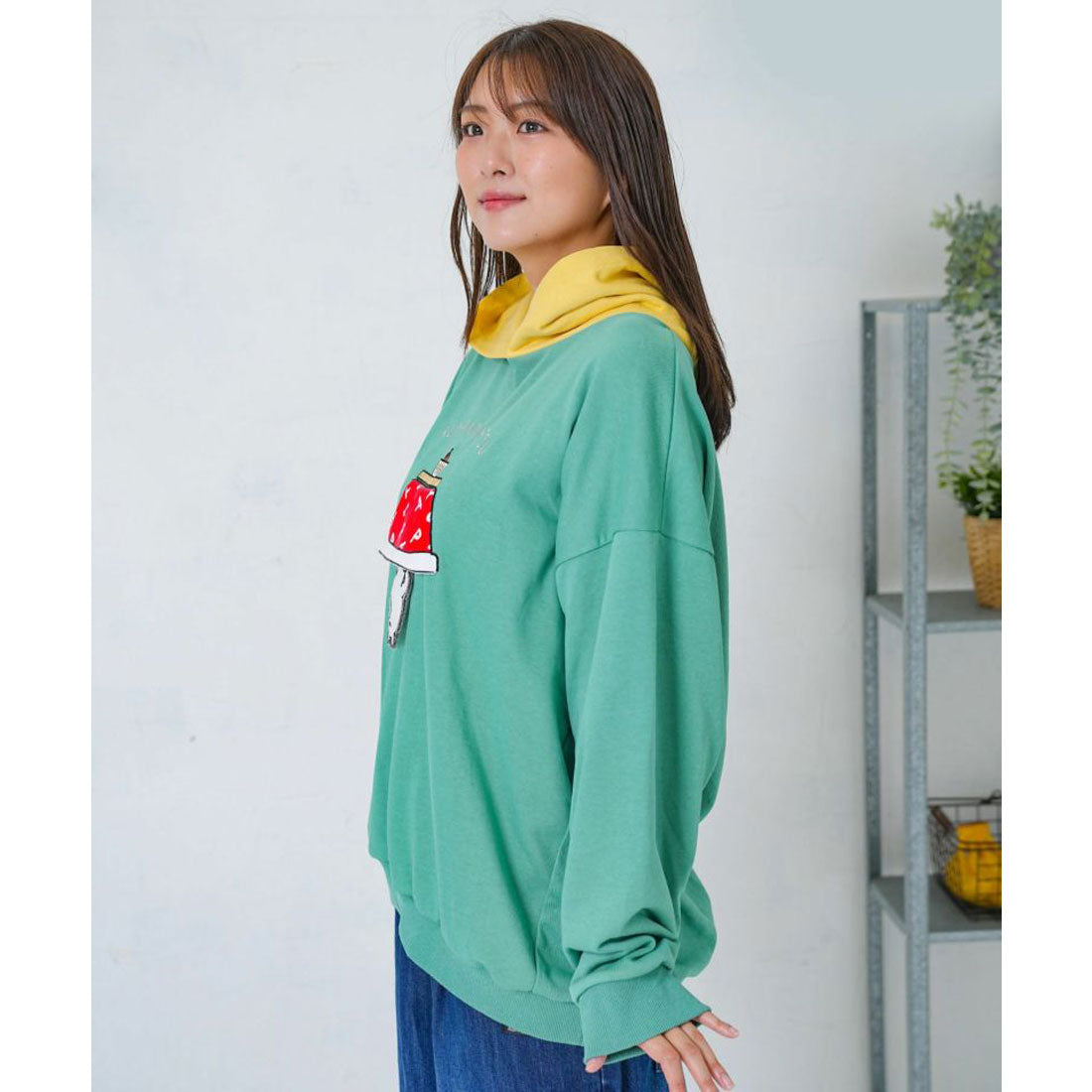 スカラー ScoLar ぐうたらの極み こたつクマフード付きプルオーバー （マスタード） マスタード