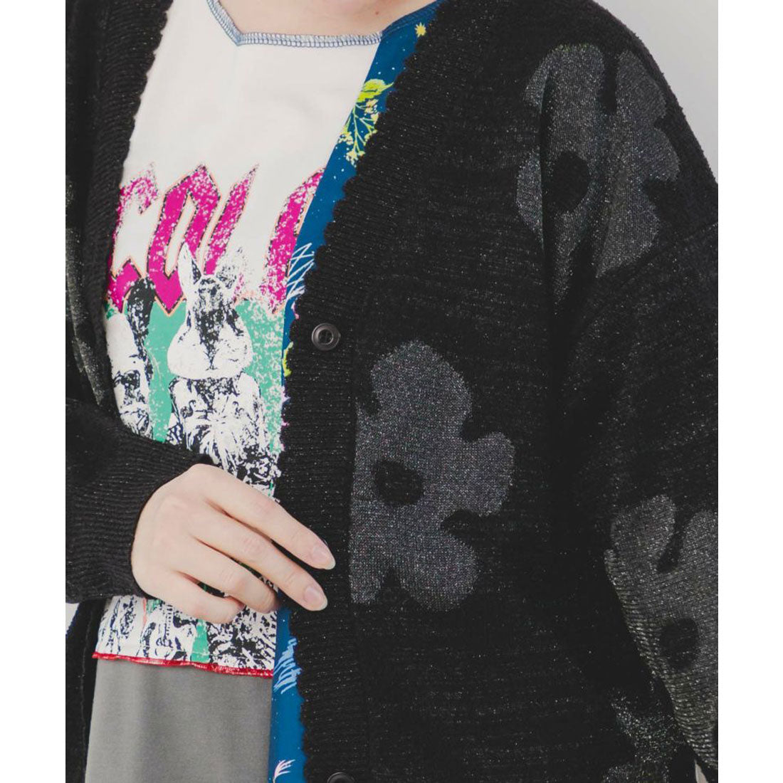 ScoLar Floral Pattern Sheer Jacquard Knit Cardigan