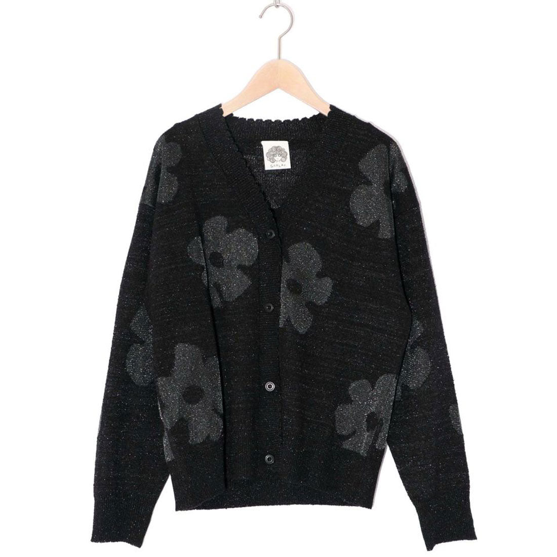 ScoLar Floral Pattern Sheer Jacquard Knit Cardigan