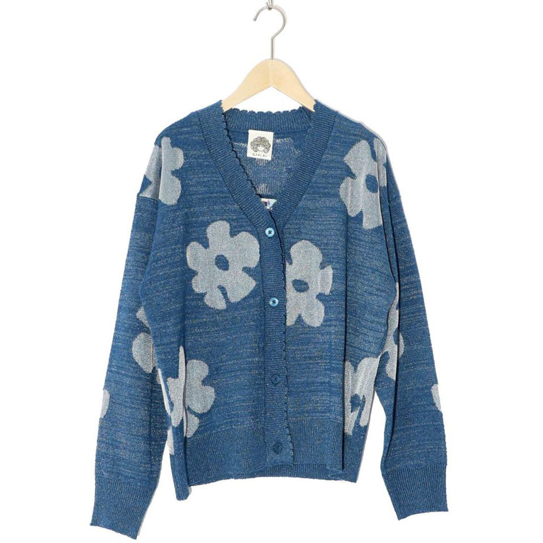 ScoLar Floral Pattern Sheer Jacquard Knit Cardigan