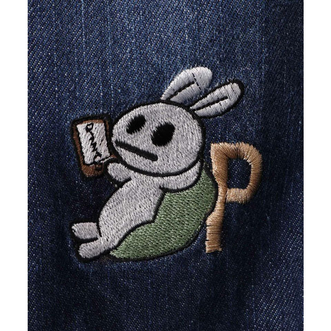 スカラー ScoLar ジャンクフードとクマ・ウサギ刺繍デニムベスト （ブラック） ブラック