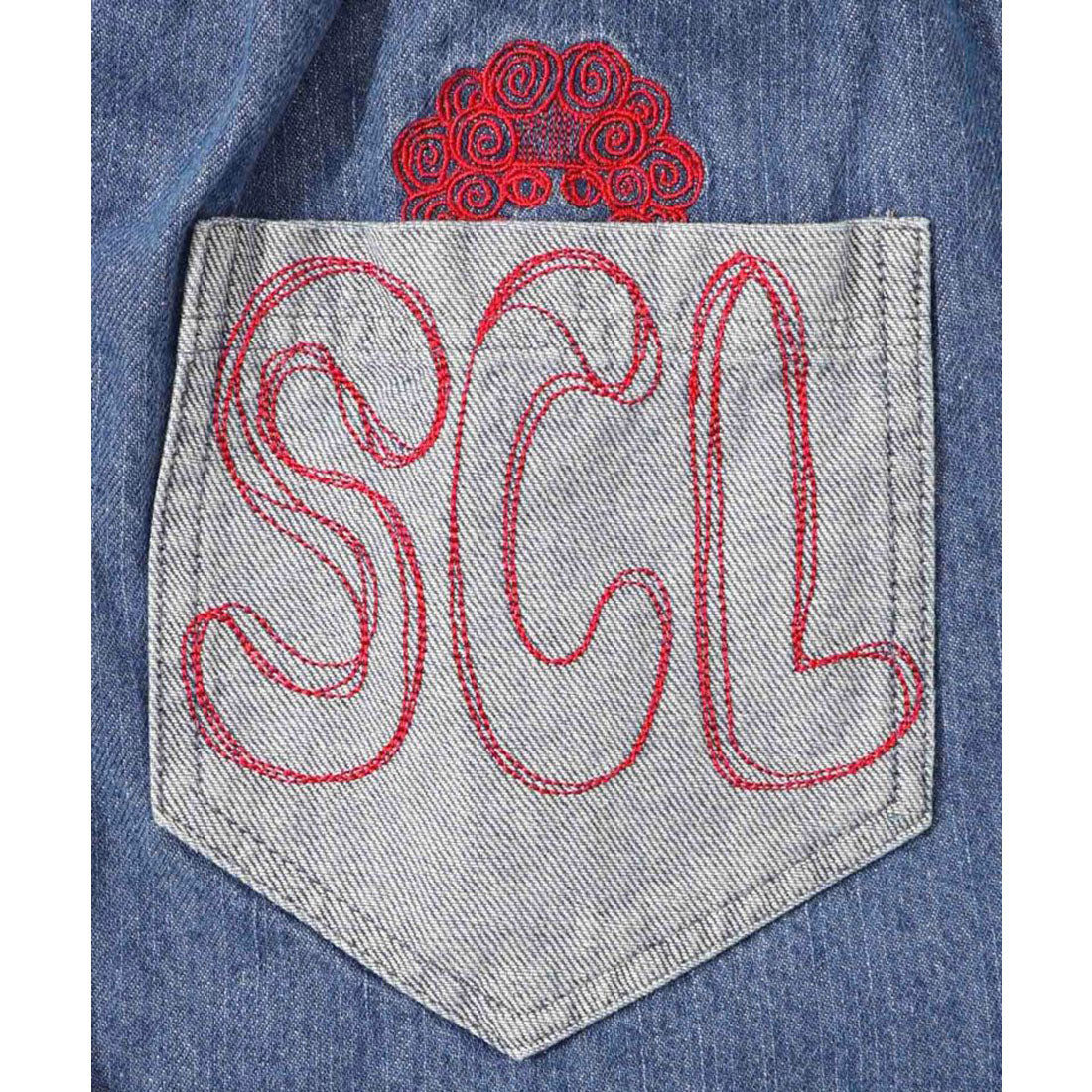 スカラー ScoLar スカラー刺繍 パッチワークデニムパンツ （ネイビー） ネイビー