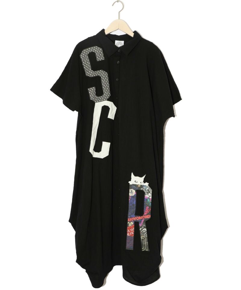 スカラー ScoLar SCRロゴアップリケシャツワンピース （ブラック） ブラック