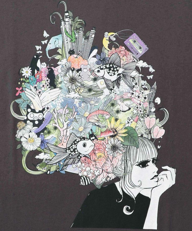 スカラー ScoLar 花とアニマルアートTシャツ （グリーン） グリーン