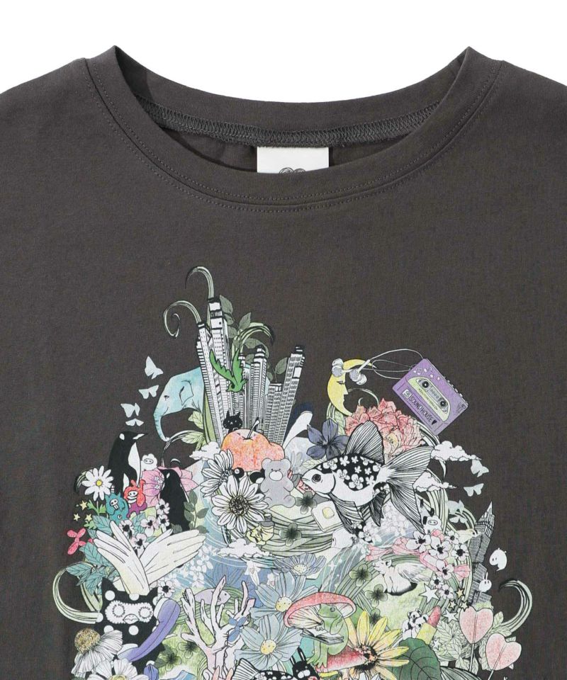 スカラー ScoLar 花とアニマルアートTシャツ （グリーン） グリーン