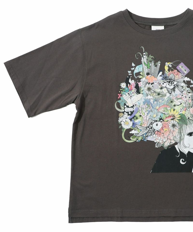 スカラー ScoLar 花とアニマルアートTシャツ （グリーン） グリーン