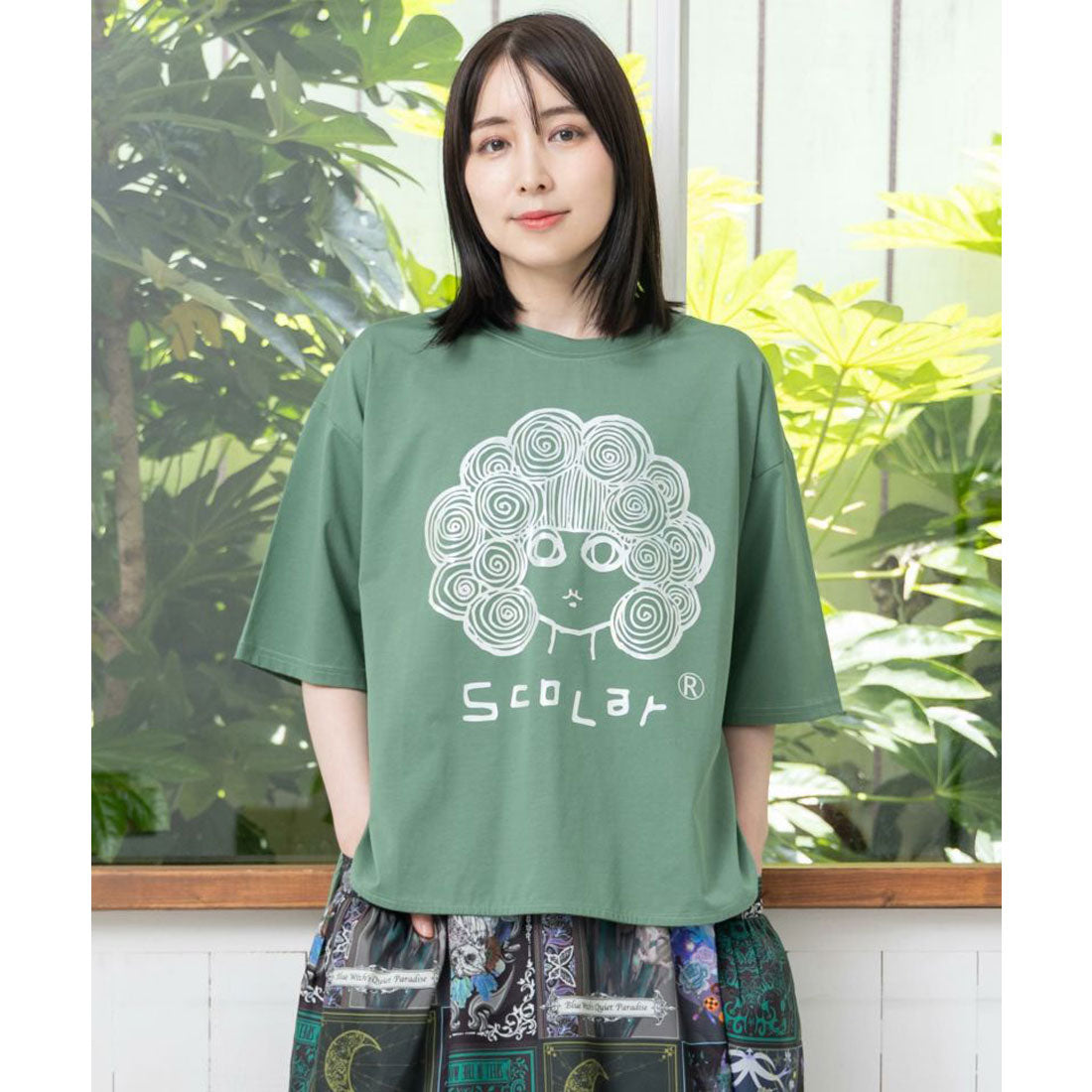 スカラー ScoLar スカラー箔プリント 接触冷感Tシャツ （グリーン） グリーン