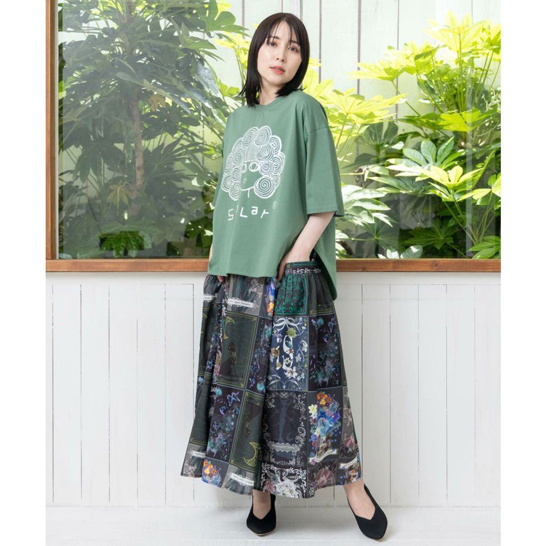 スカラー ScoLar スカラー箔プリント 接触冷感Tシャツ （グリーン） グリーン