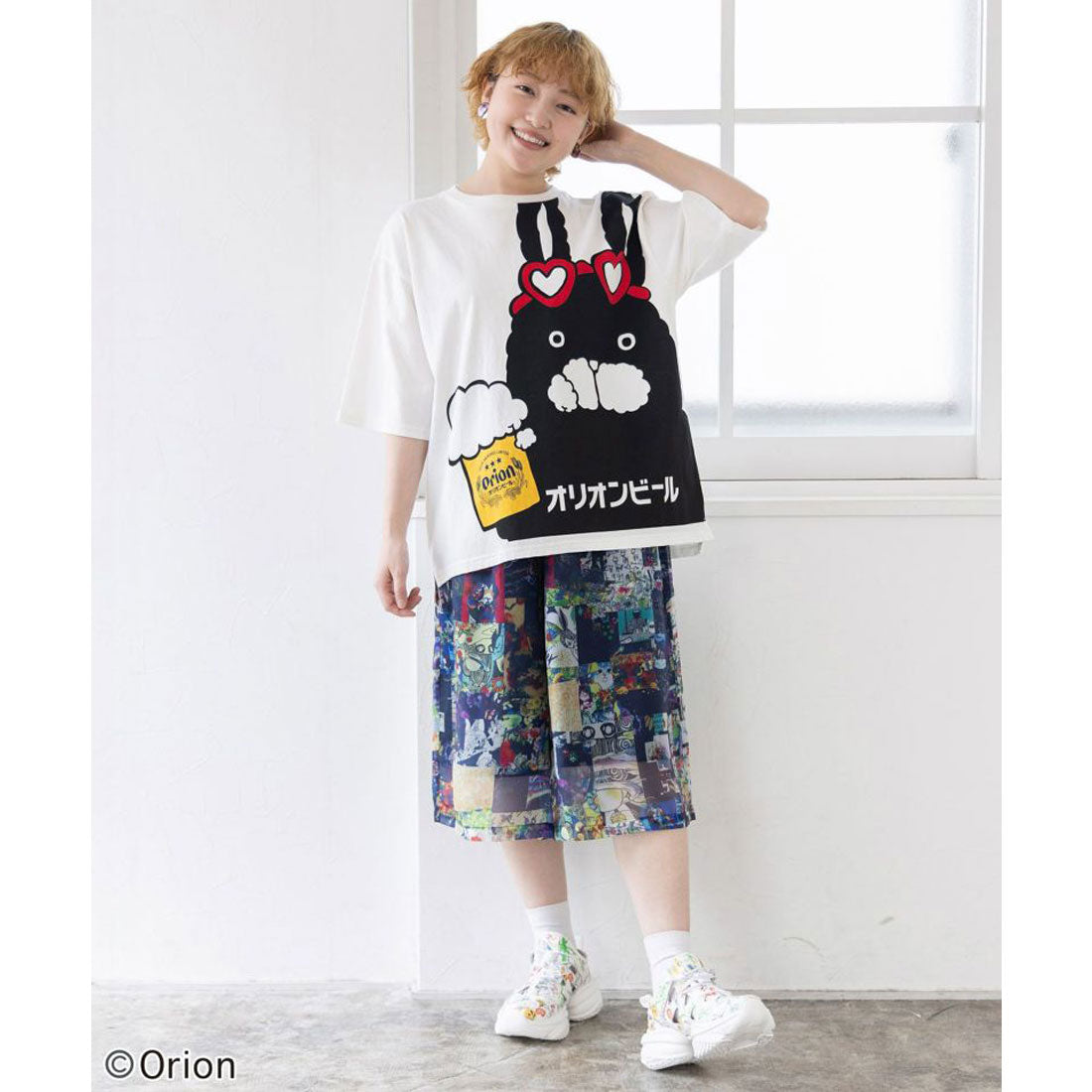 スカラー ScoLar orion×ScoLar ラビルビアフェス柄Tシャツ （オフホワイト） オフホワイト