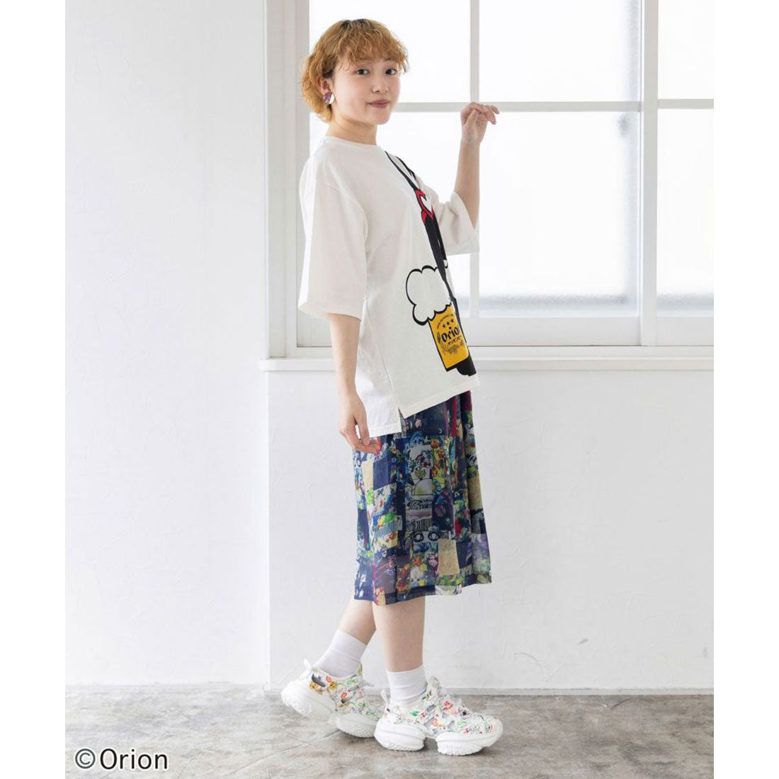 スカラー ScoLar orion×ScoLar ラビルビアフェス柄Tシャツ （オフホワイト） オフホワイト