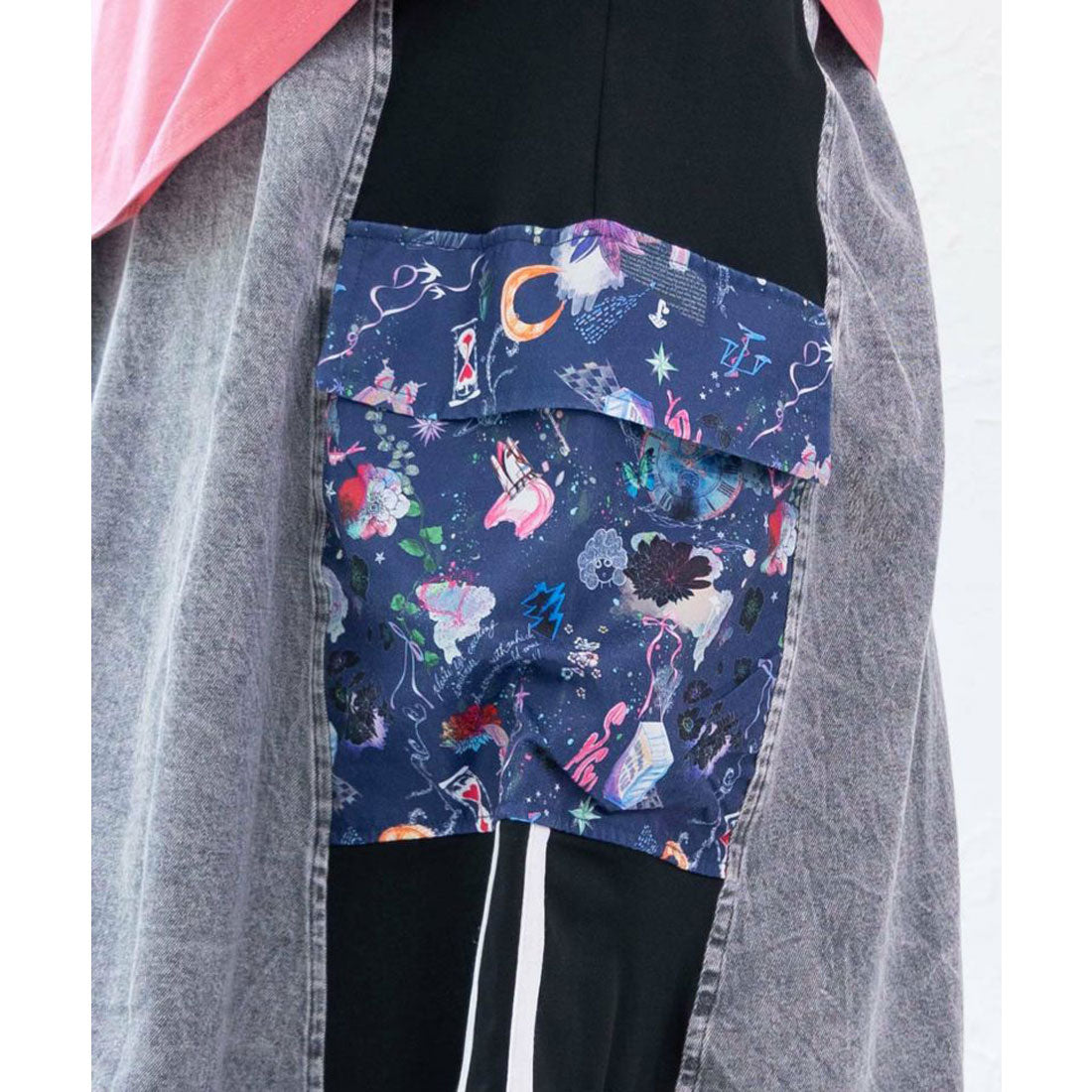 スカラー ScoLar 宇宙柄ジャージ切替デニムスカート （ブルー） ブルー