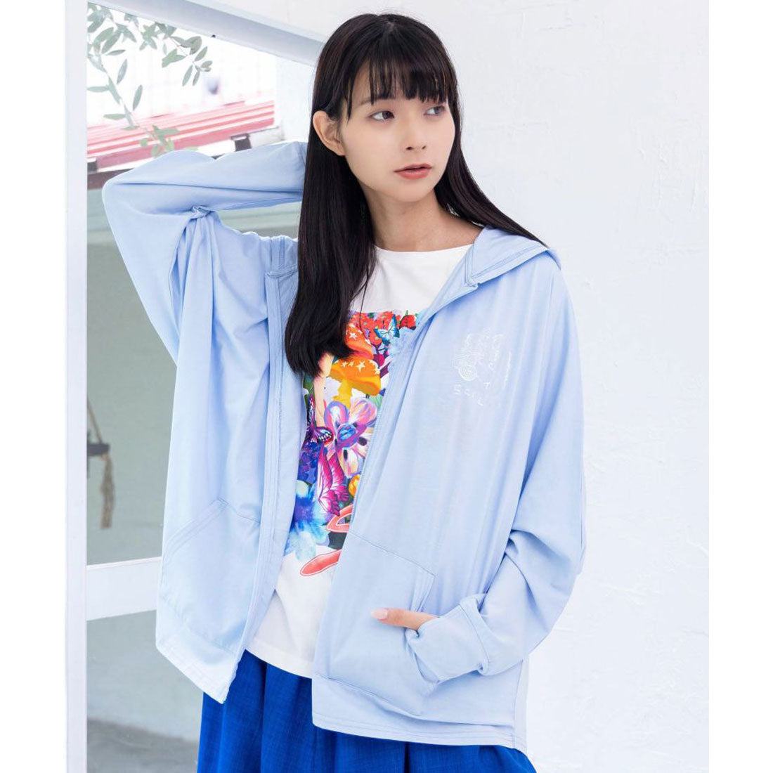 スカラー ScoLar スカラーちゃん 接触冷感パーカー （サックス） サックス