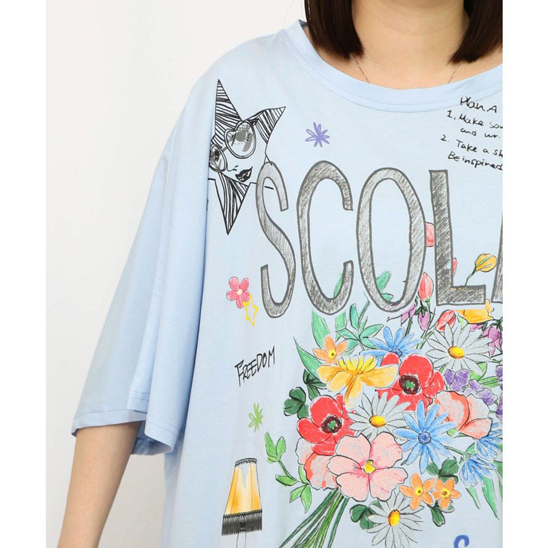 スカラー ScoLar スカラーロゴ花束柄 接触冷感プルオーバー （オフホワイト） スカラー ScoLar スカラーロゴ花束柄 接触冷感プルオーバー