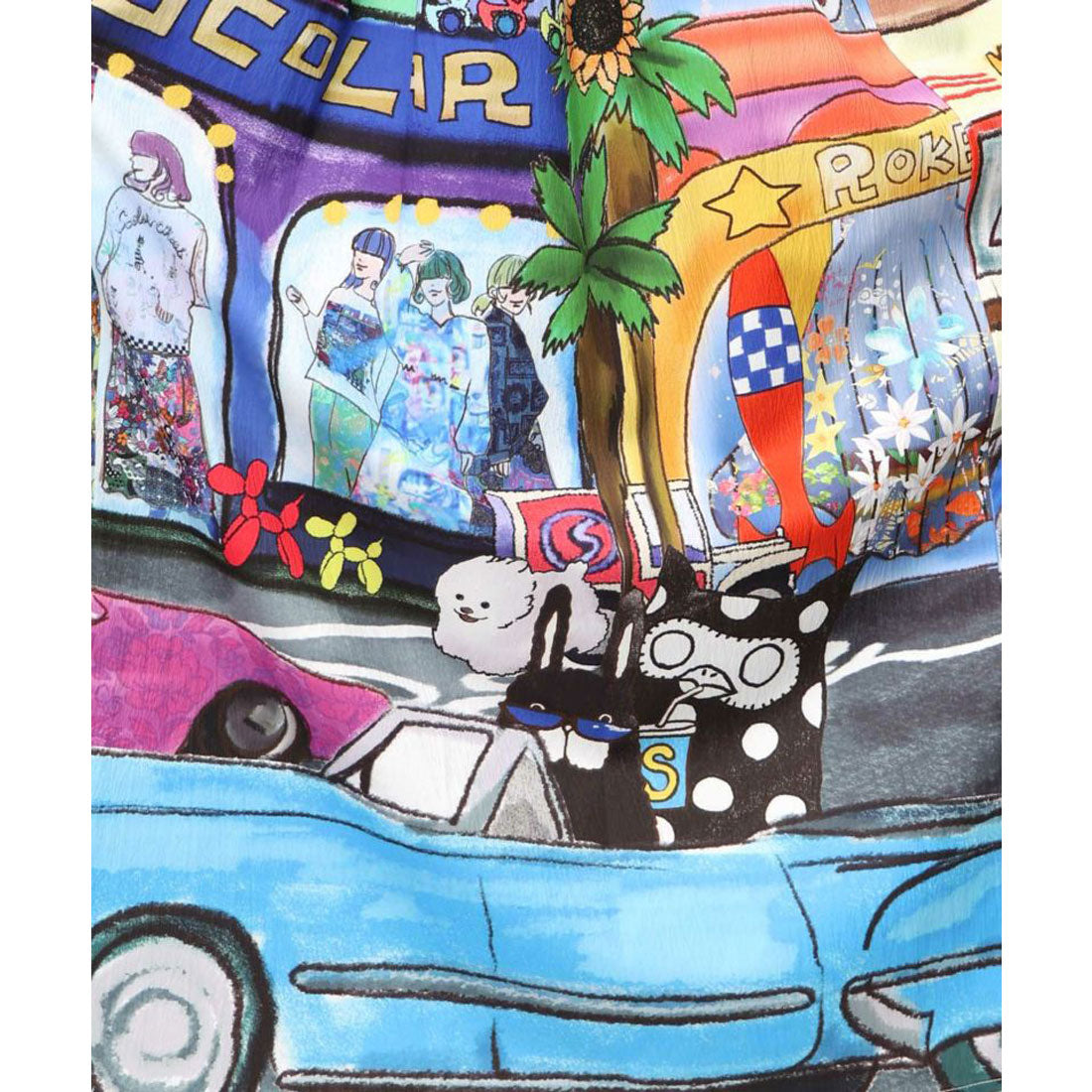 スカラー ScoLar 四季の柄・ヴィンテージカー 2柄展開スカート （ブラック） ブラック