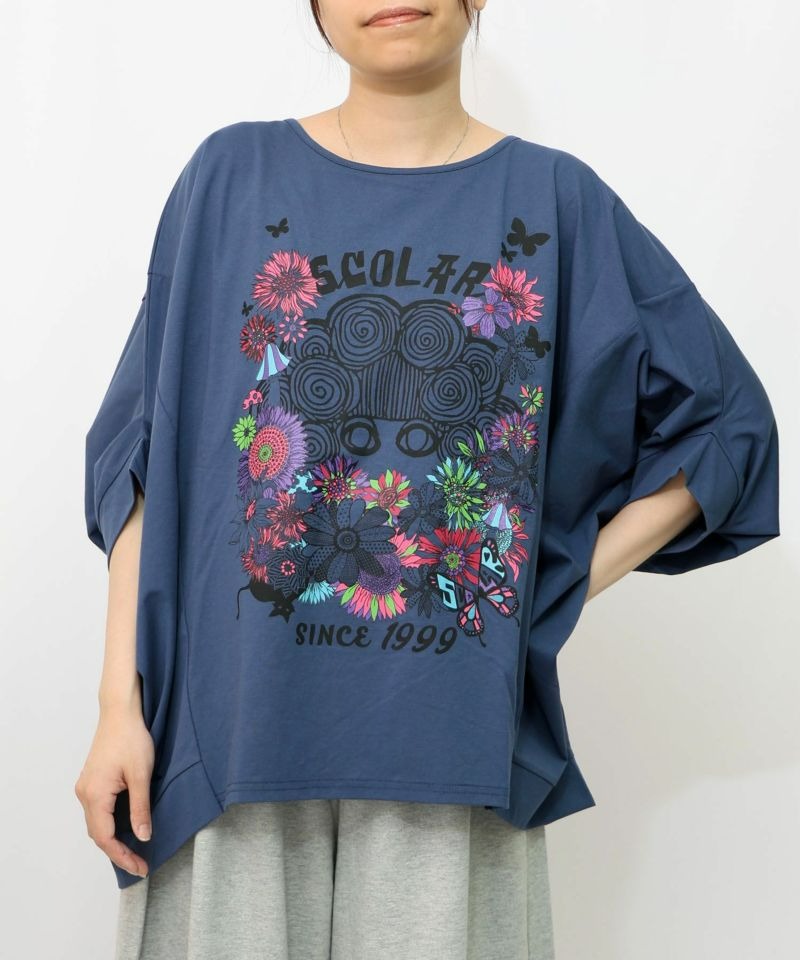スカラー ScoLar 花柄スカラーちゃんプルオーバー （ネイビー） ネイビー