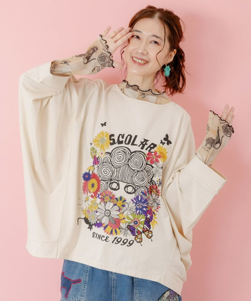 スカラー ScoLar 花柄スカラーちゃんプルオーバー （ネイビー） ネイビー