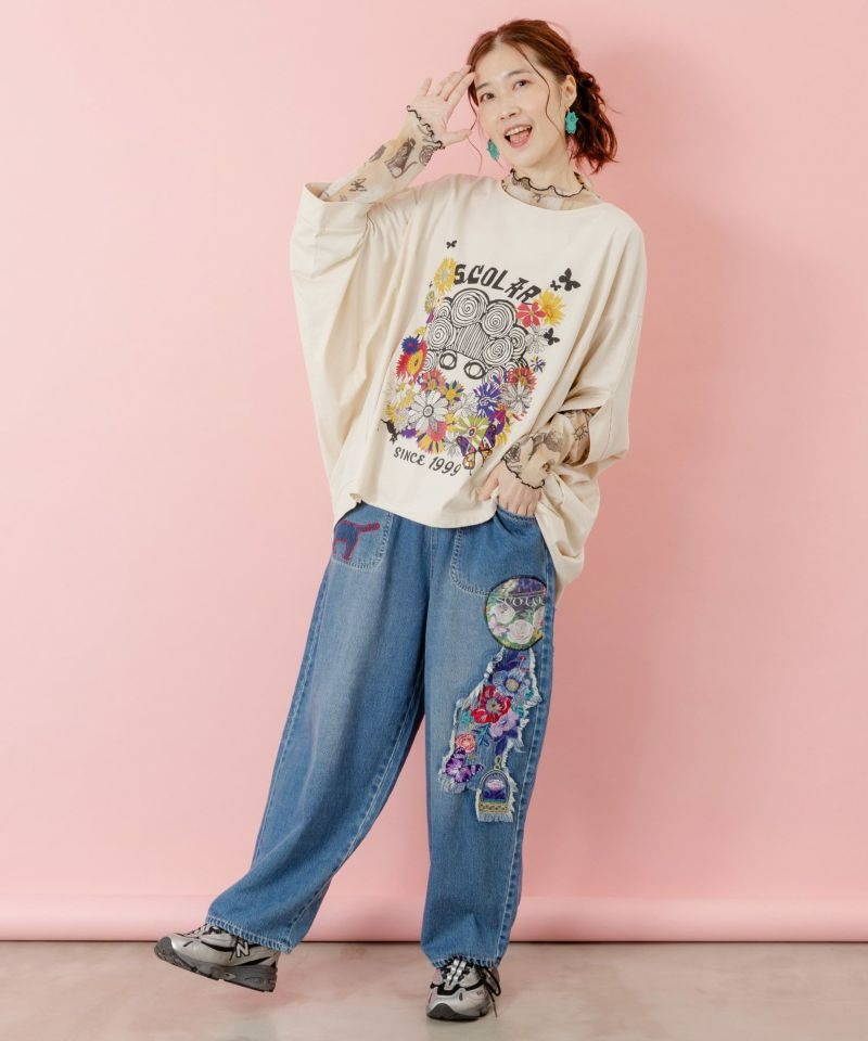 スカラー ScoLar 花柄スカラーちゃんプルオーバー （ネイビー） ネイビー