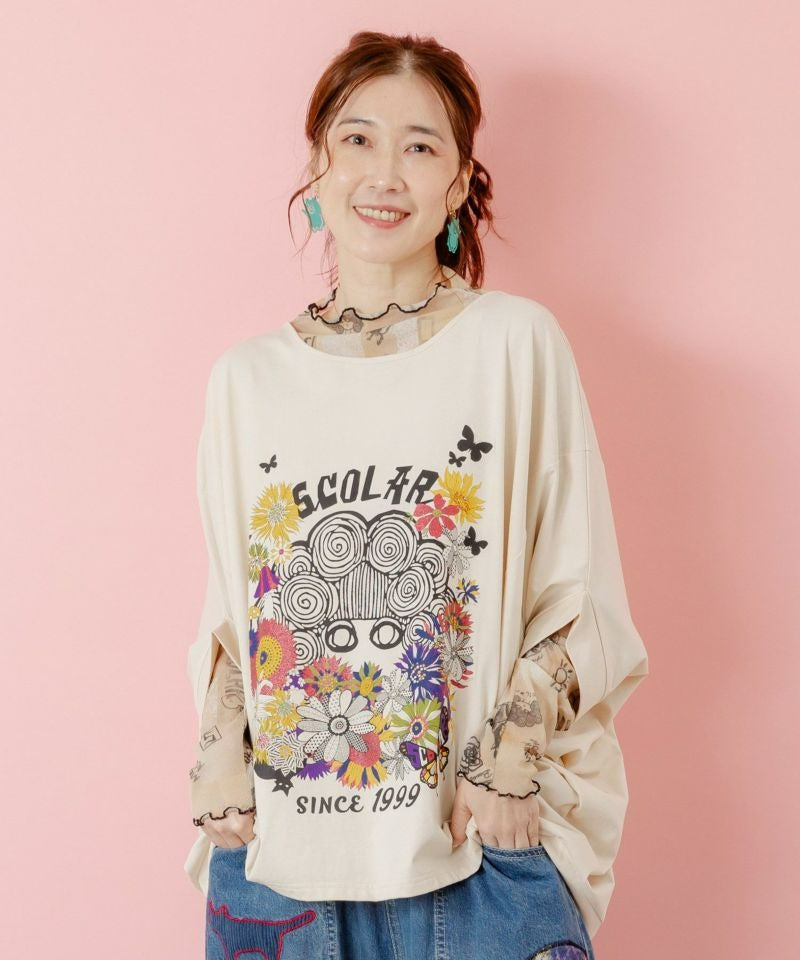 スカラー ScoLar 花柄スカラーちゃんプルオーバー （ネイビー） ネイビー