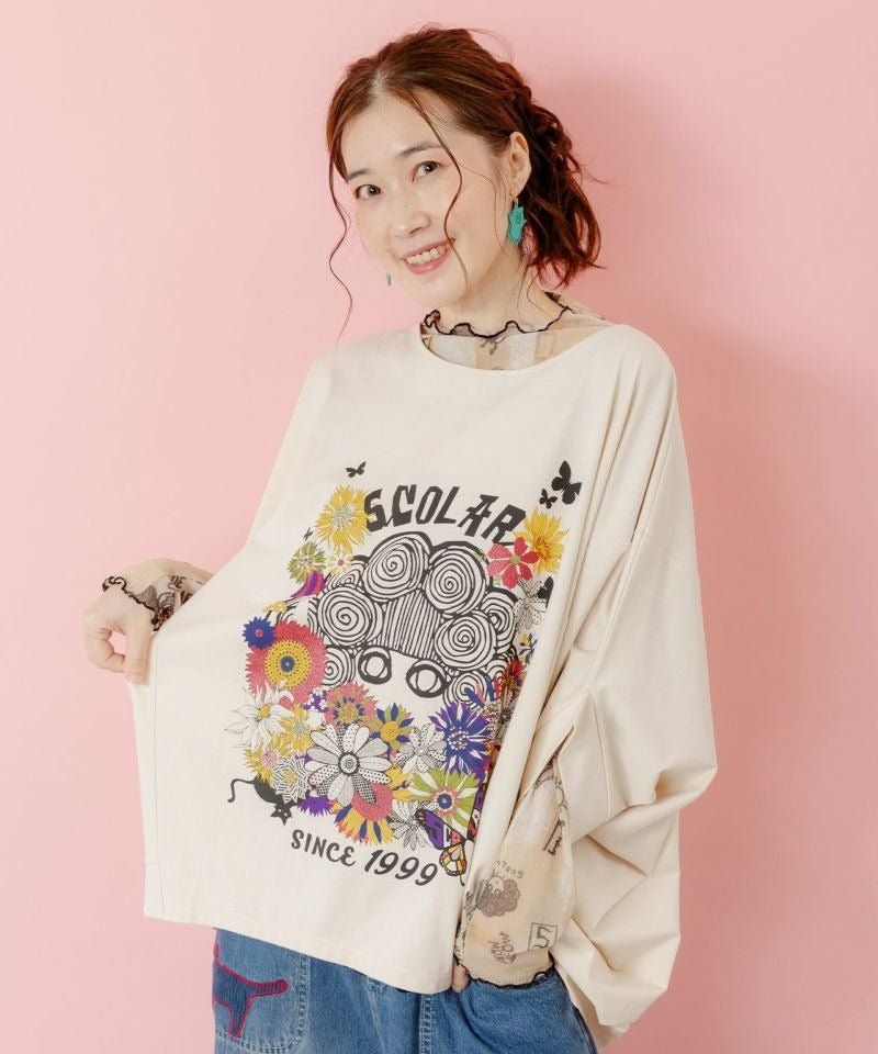 スカラー ScoLar 花柄スカラーちゃんプルオーバー （ネイビー） ネイビー