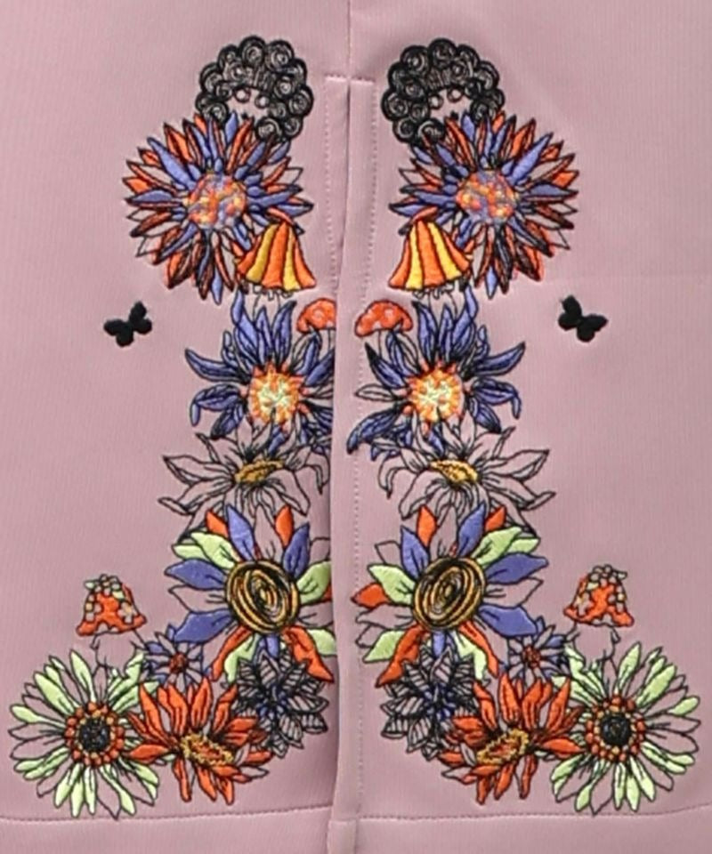 スカラー ScoLar 花柄刺繍ジャージワンピース （パープル） パープル