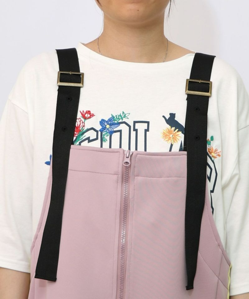 スカラー ScoLar 花柄刺繍ジャージワンピース （パープル） パープル