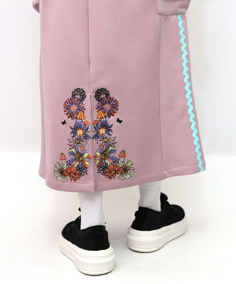 スカラー ScoLar 花柄刺繍ジャージワンピース （パープル） パープル