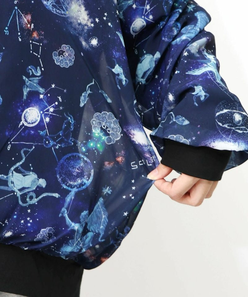スカラー ScoLar 星座柄×無地リバーシブルカーディガン （ネイビー） ネイビー