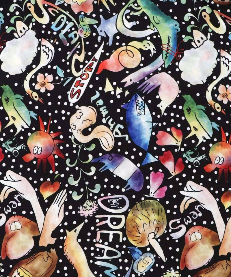 スカラー ScoLar 音楽orPOP柄ワンピース （ブラック） ブラック