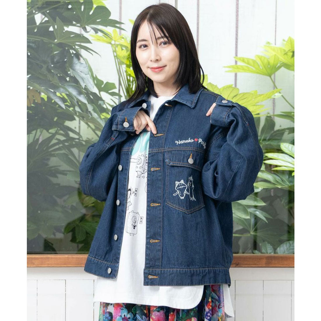 スカラー ScoLar なめことネコずきんのおつかい デニムジャケット （ブルー） ブルー